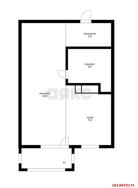 Квартира-студия: Краснодар, 3-я Трудовая улица, 1/3 (29 м) - Фото 0