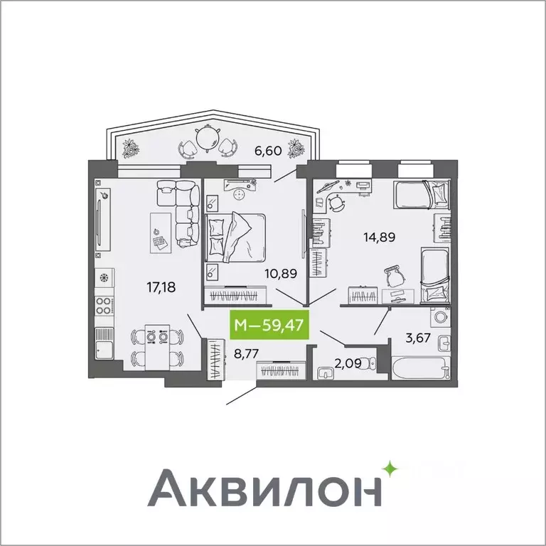 2-к кв. Архангельская область, Северодвинск И-1 кв-л, Аквилон Нео ... - Фото 0