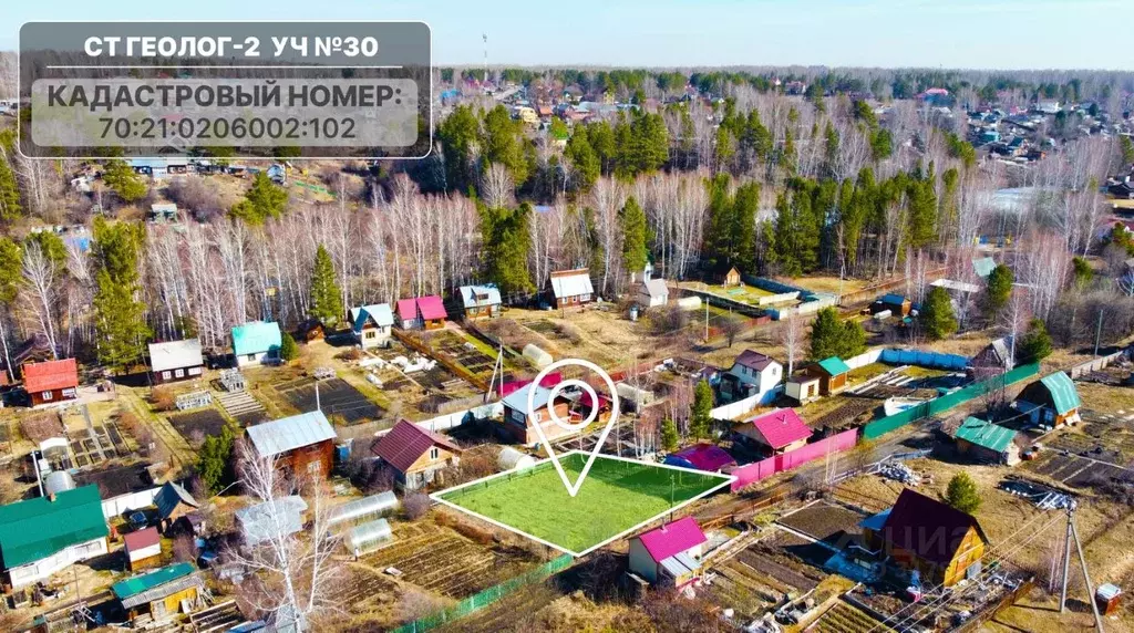 Участок в Томская область, Томск Геолог-2 садовое товарищество, 30 ... - Фото 1