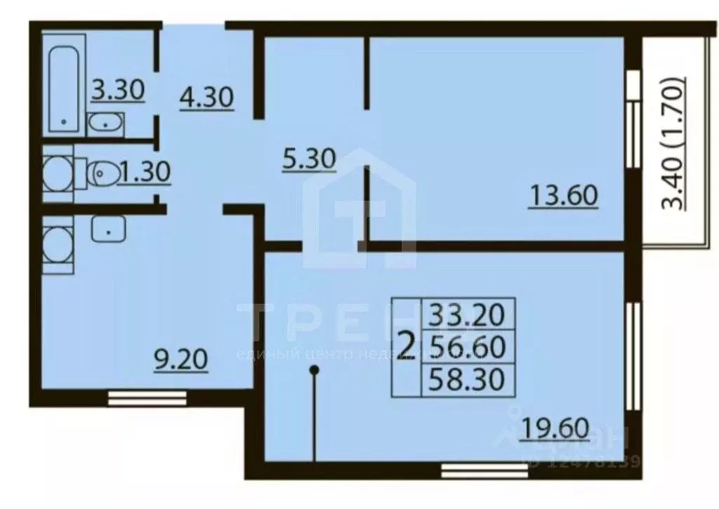 2-к кв. Санкт-Петербург Бестужевская ул., 7к2 (58.2 м) - Фото 0