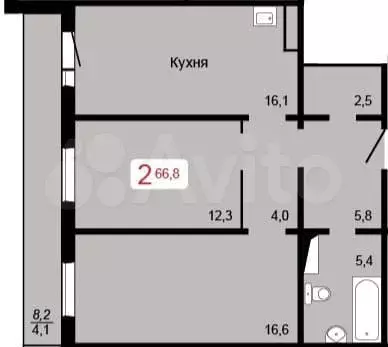 2-к. квартира, 62,5 м, 15/17 эт. - Фото 0