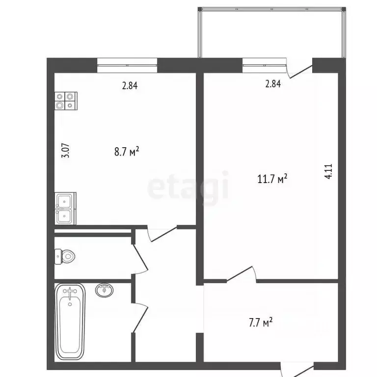 1-к кв. Татарстан, Набережные Челны просп. Сююмбике, 91 (28.8 м) - Фото 2
