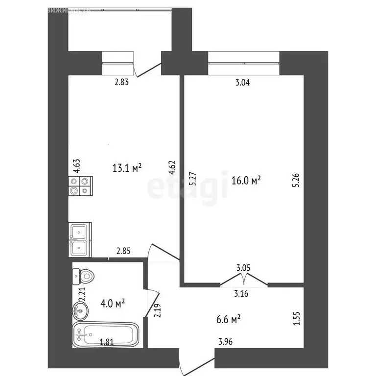 1-комнатная квартира: Орёл, Ливенская улица, 29А (41 м) - Фото 1