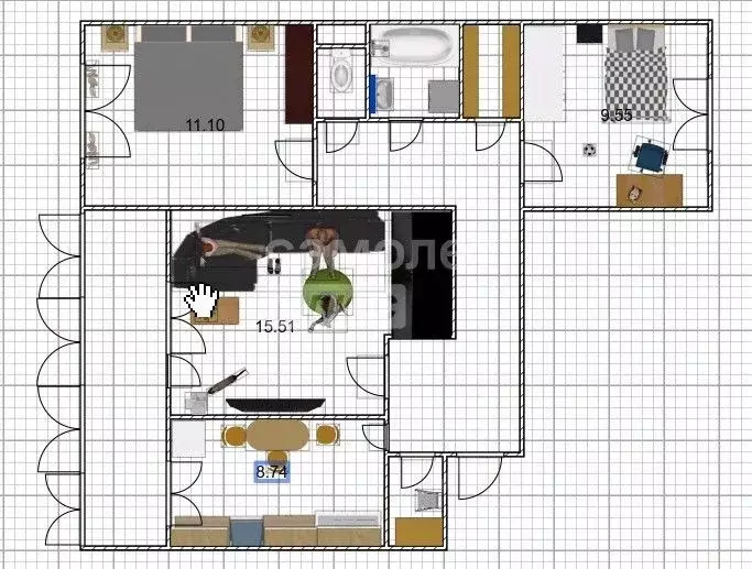 3-к кв. Ульяновская область, Ульяновск ул. Ефремова, 143 (63.5 м) - Фото 2