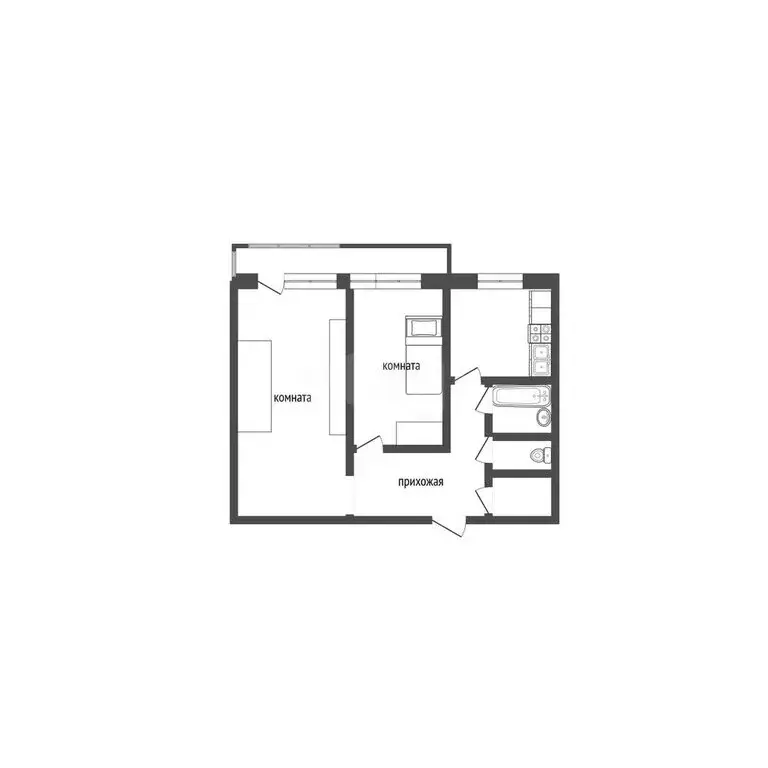 2-комнатная квартира: Черногорск, улица Калинина, 26 (44.5 м) - Фото 0