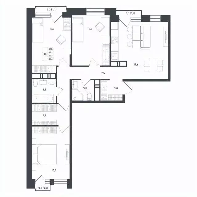 3-к кв. Московская область, Подольск городской округ, д. Борисовка ул. ... - Фото 1