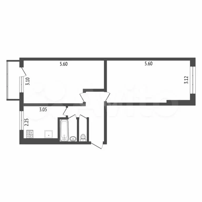 2-к. квартира, 47,5 м, 2/5 эт. - Фото 0