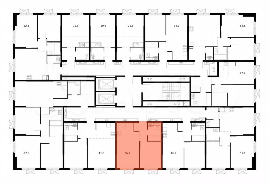 1-к. квартира, 36,1м, 14/16эт. - Фото 1