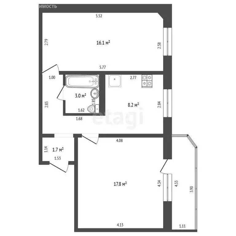 2-комнатная квартира: Абакан, улица Кирова, 107/1 (51.1 м) - Фото 0