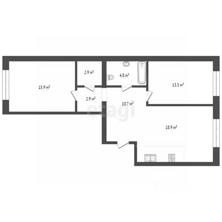 2-к кв. Тюменская область, Тюмень ул. Республики, 204к12 (69.4 м) - Фото 1