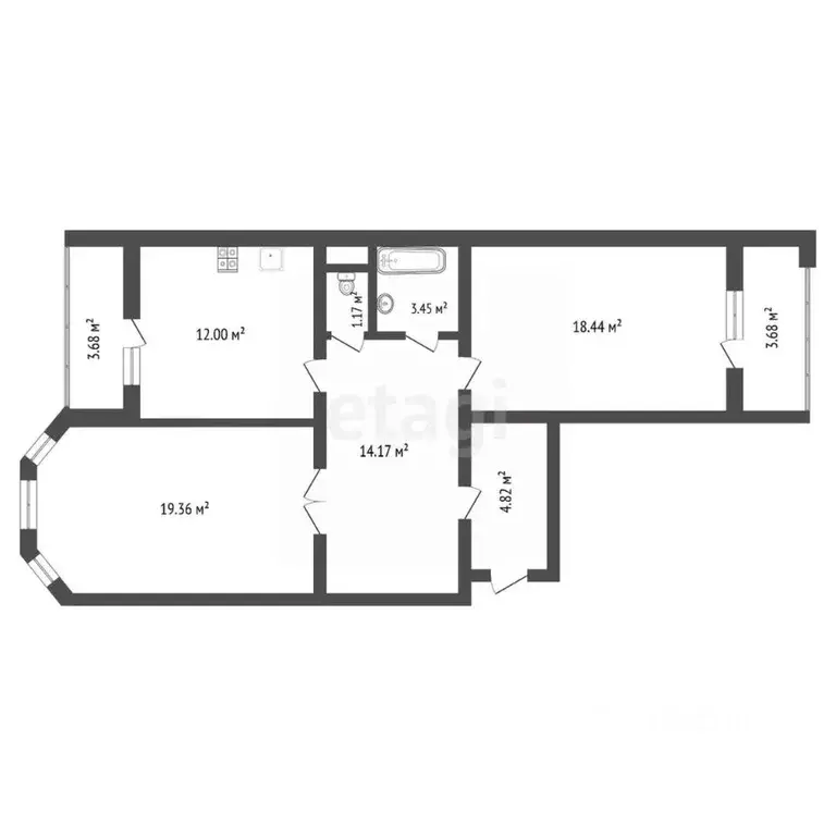 2-к кв. Воронежская область, Воронеж просп. Труда, 72 (72.0 м) - Фото 1