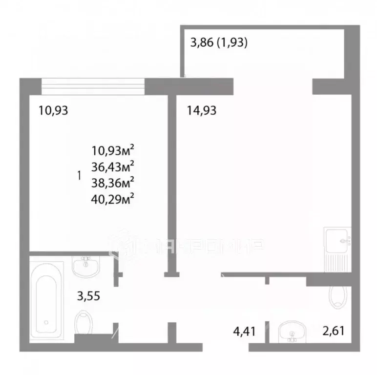 1-к кв. Челябинская область, Челябинск Университетская Набережная ул., ... - Фото 2