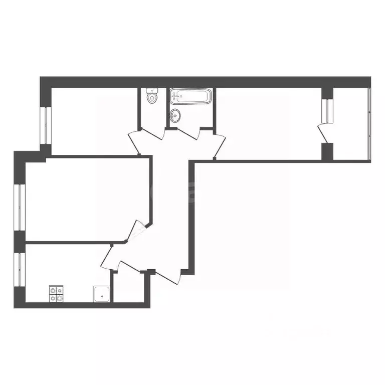 3-к кв. Калужская область, Обнинск Калужская ул., 1 (63.3 м) - Фото 2