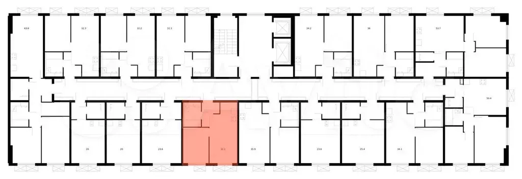 1-к. квартира, 32,2 м, 5/9 эт. - Фото 1