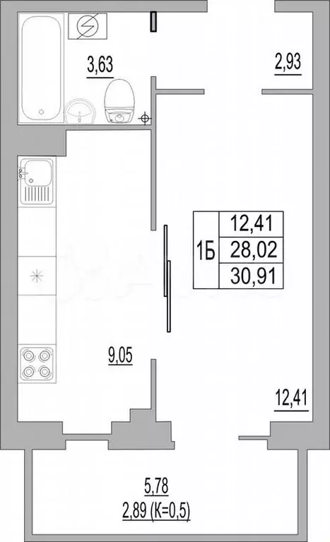 Квартира-студия, 30,9м, 4/10эт. - Фото 0