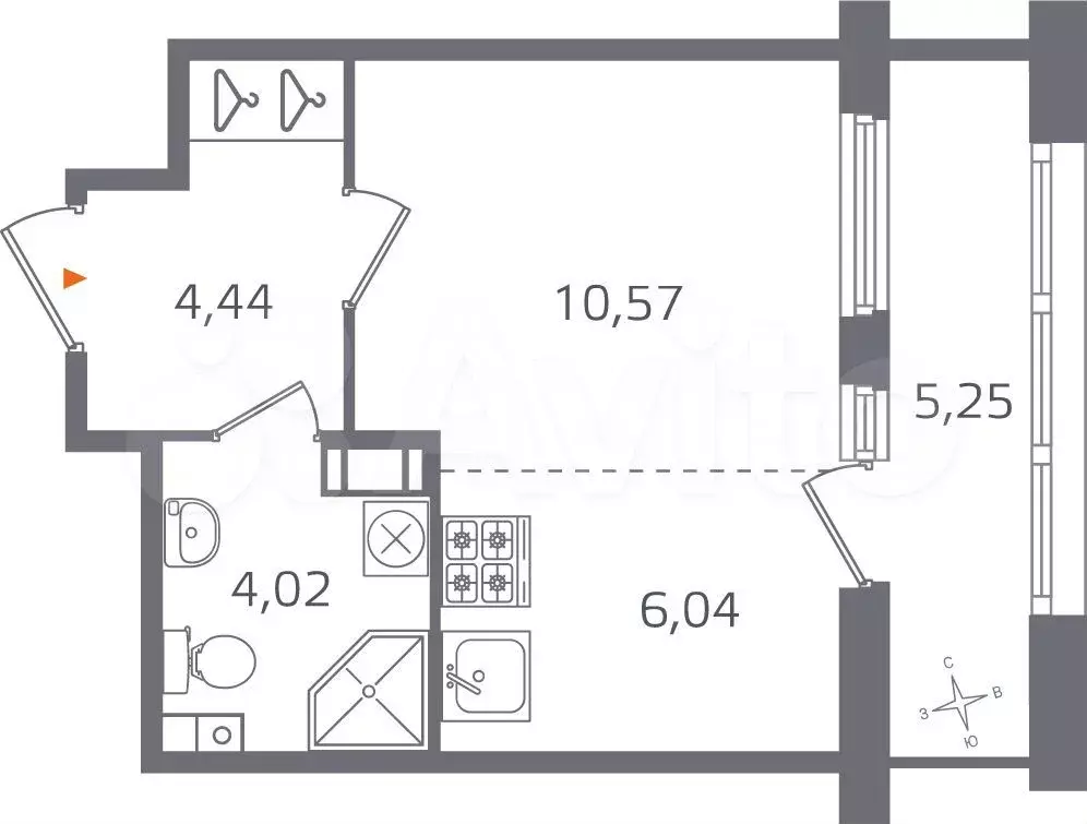 Квартира-студия, 27,7 м, 6/10 эт. - Фото 0