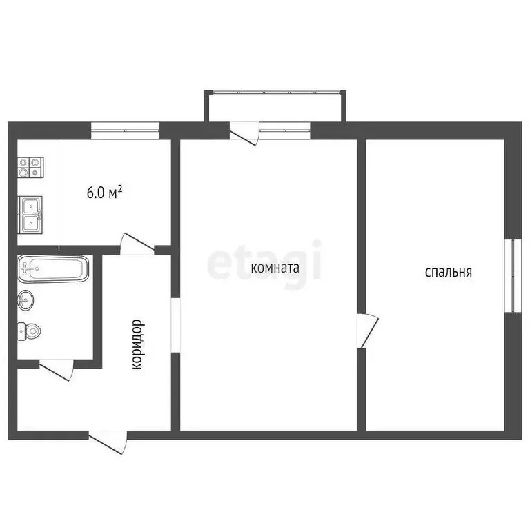 2-комнатная квартира: Нальчик, улица Кирова, 2А (43.9 м) - Фото 1