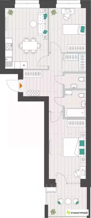 2-к кв. Татарстан, Казань Ачинская ул. (63.94 м) - Фото 1