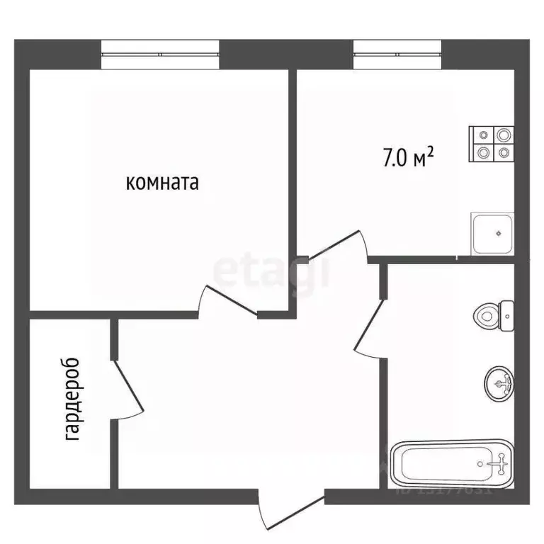 1-к кв. Ямало-Ненецкий АО, Новый Уренгой ул. Нефтяников, 13 (35.9 м) - Фото 2