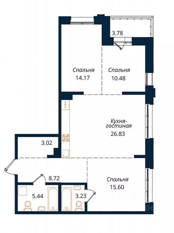 3-к кв. Иркутская область, Иркутск ул. Юрия Левитанского, 12 (92.0 м) - Фото 0