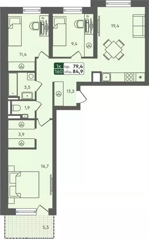 3-к кв. Курганская область, Курган Заозерный жилрайон, 6А мкр, 25/4 ... - Фото 0
