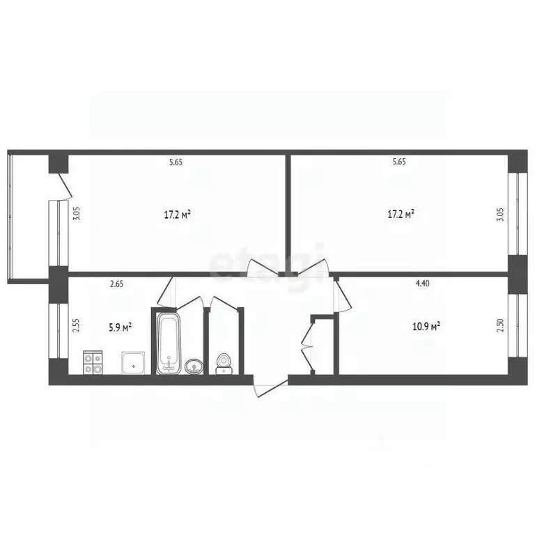 3-к кв. Калужская область, Калуга ул. Степана Разина, 77 (63.2 м) - Фото 2