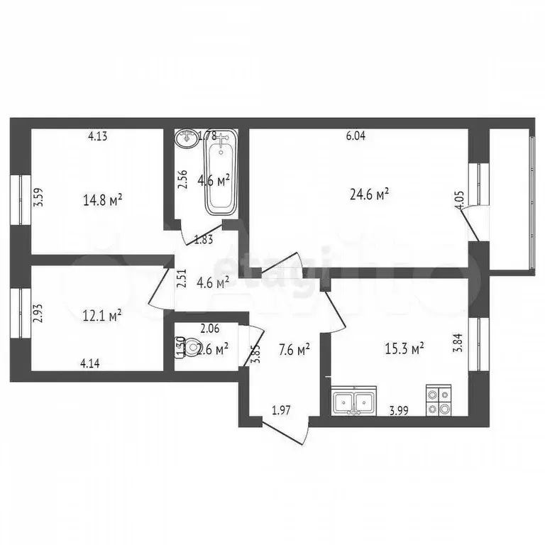 3-к. квартира, 86,1 м, 1/5 эт. - Фото 0