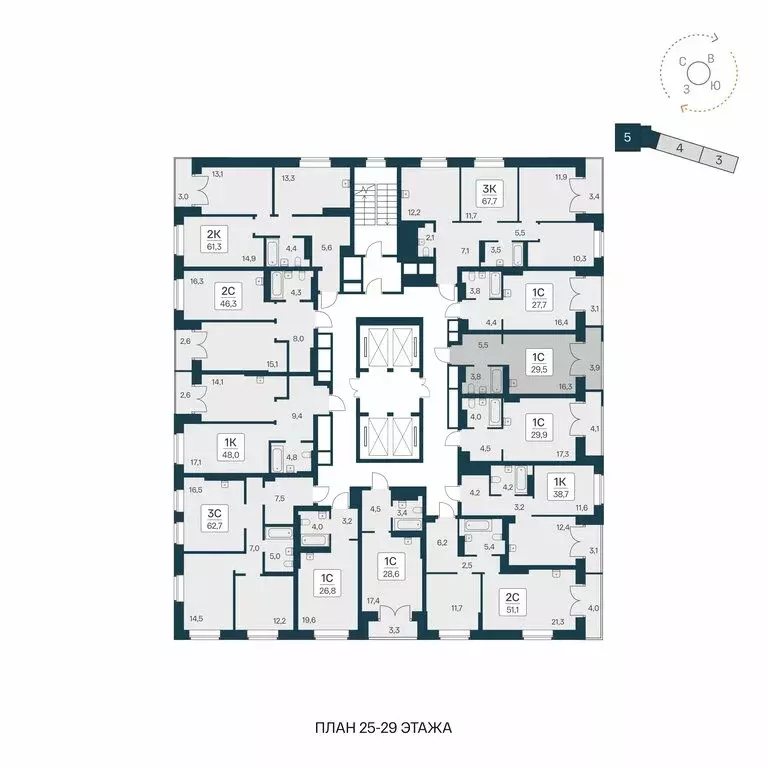 Квартира-студия: Новосибирск, ЖК Расцветай на Красном (29.5 м) - Фото 1