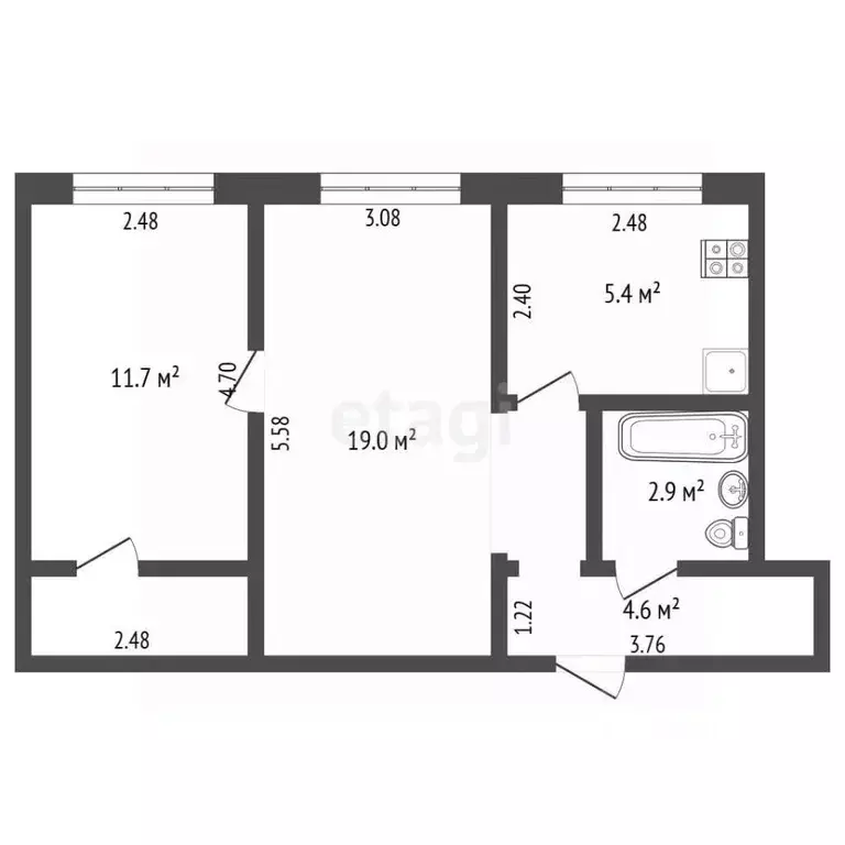 2-к кв. Самарская область, Самара Пугачевский тракт, 25 (46.0 м) - Фото 2