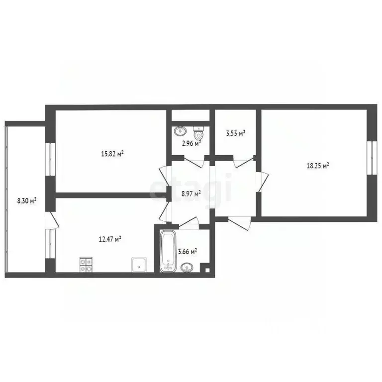 2-к кв. Тюменская область, Тюмень Солнечный проезд, 7 (74.7 м) - Фото 1