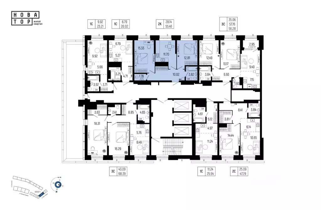 2-к кв. Башкортостан, Уфа Глумилино-1 мкр, Новатор жилой комплекс ... - Фото 2