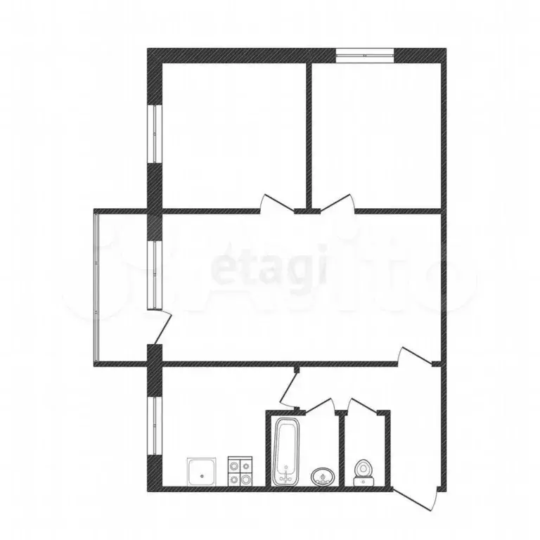 3-к. квартира, 47,6 м, 5/5 эт. - Фото 0