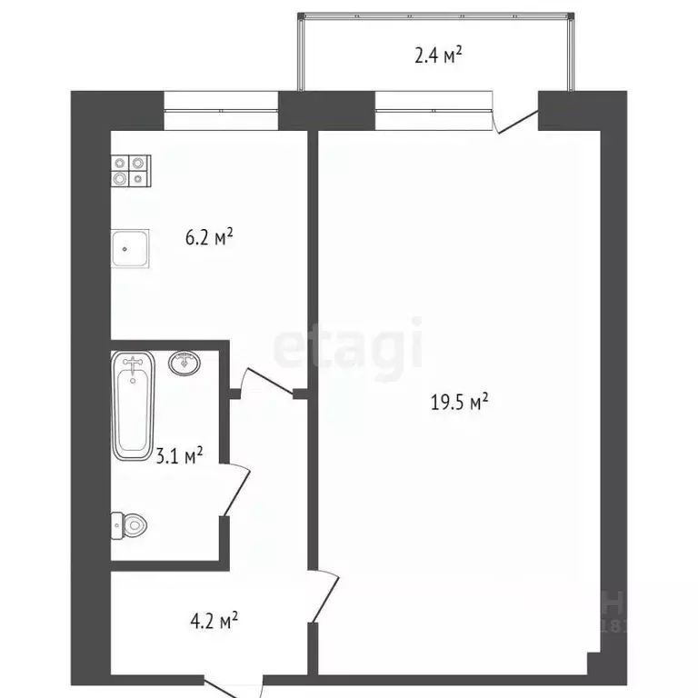 1-к кв. Ростовская область, Ростов-на-Дону ул. Кулагина, 17/1 (32.0 м) - Фото 1
