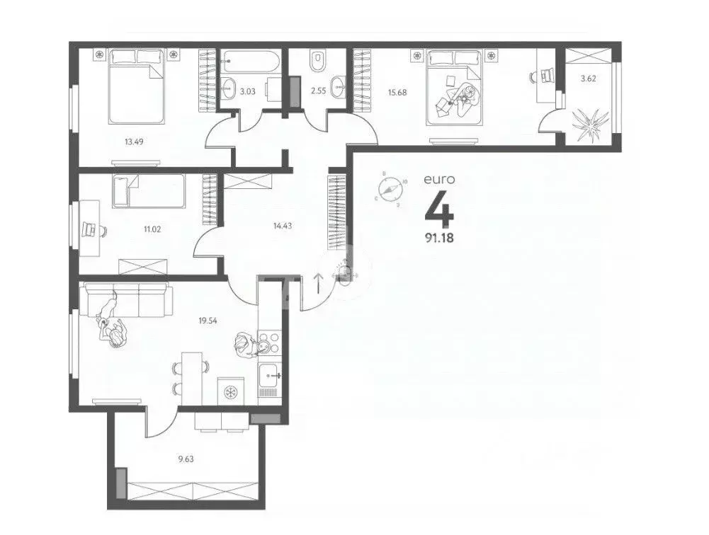 3-к кв. Липецкая область, Липецк ул. Механизаторов (91.18 м) - Фото 2