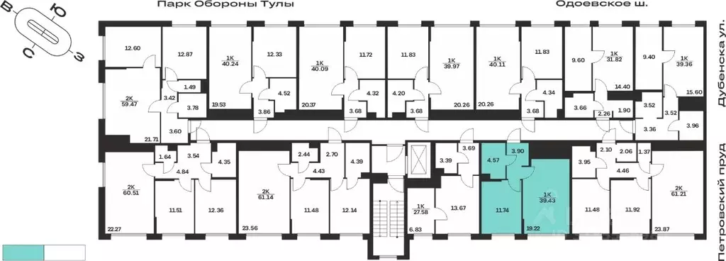 1-к кв. Тульская область, Тула Жукова Парк жилой комплекс (39.43 м) - Фото 2
