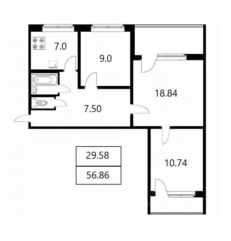 3-к кв. Санкт-Петербург просп. Энтузиастов, 20К1 (84.7 м) - Фото 1