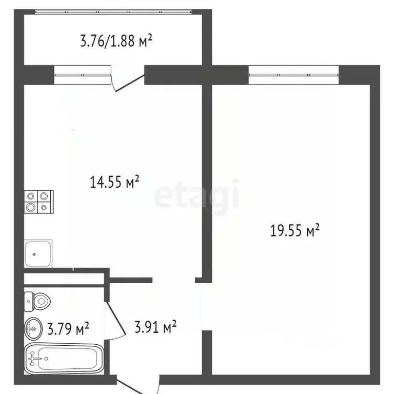 1-к кв. Оренбургская область, Оренбург ул. Юркина, 8 (40.3 м) - Фото 1