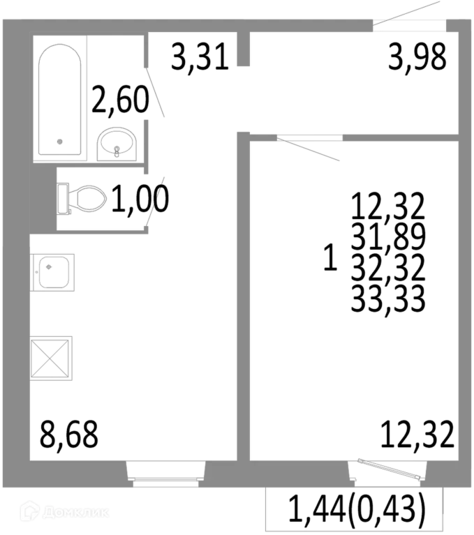 Продаётся 1-к квартира, 32.32 м - Фото 0