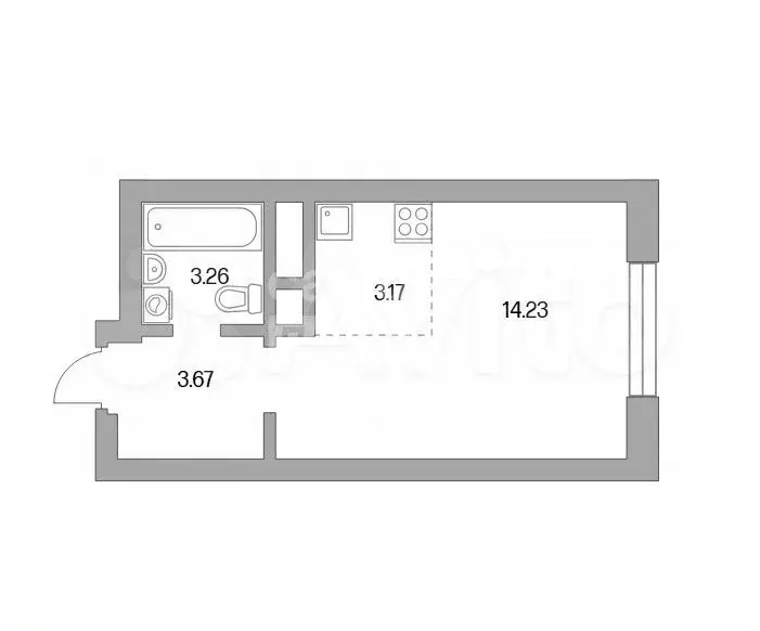 Квартира-студия, 24,3 м, 9/24 эт. - Фото 1