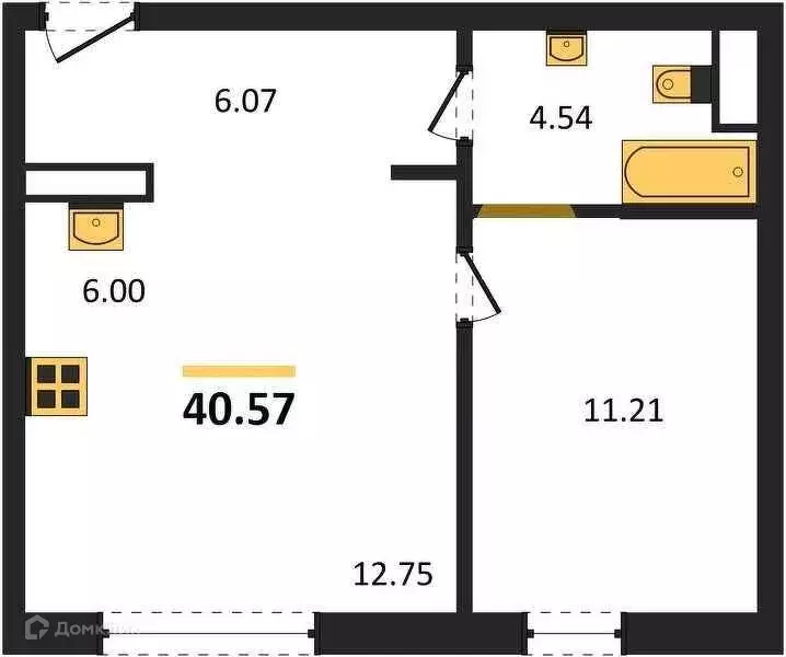 Продаётся 1-к квартира, 40.57 м - Фото 0