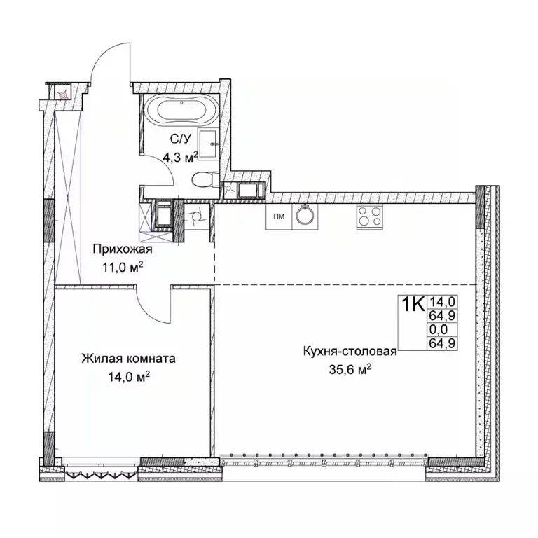 1-к кв. Нижегородская область, Нижний Новгород Ильинская ул. (64.9 м) - Фото 0