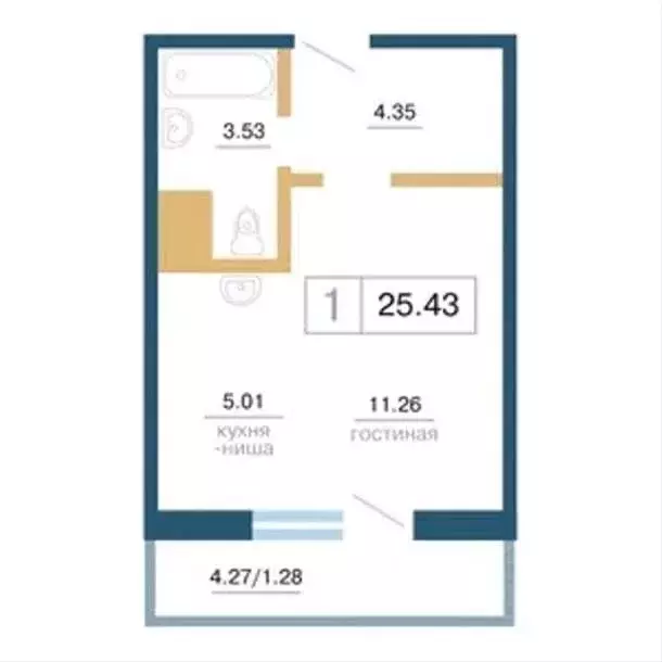 Студия Красноярский край, Красноярск ул. Шевченко, 48 (24.1 м) - Фото 1
