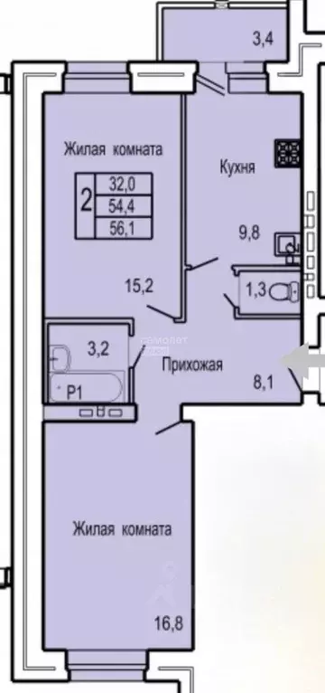 2-к кв. Орловская область, Орел ул. Родзевича-Белевича, 5/1 (56.2 м) - Фото 2
