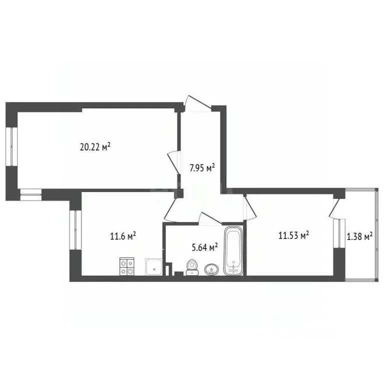 2-к кв. Крым, Симферополь ул. Батурина (58.3 м) - Фото 2