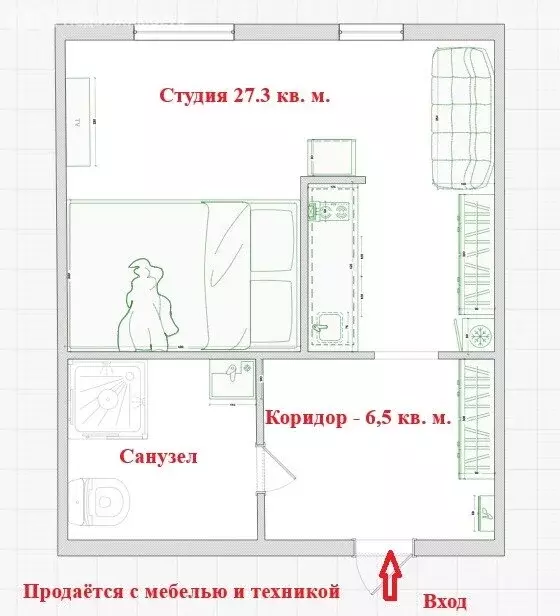 Квартира-студия: Ярославль, район Сокол, 1-й микрорайон, ЖК Волга ... - Фото 1