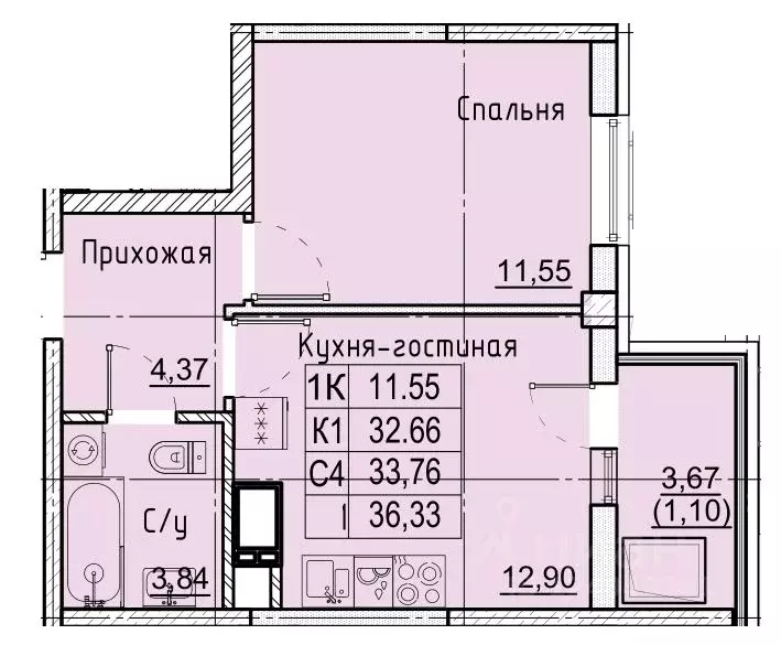 1-к кв. Ставропольский край, Ставрополь № 36 мкр, ЖК Фруктовый сад,  ... - Фото 0