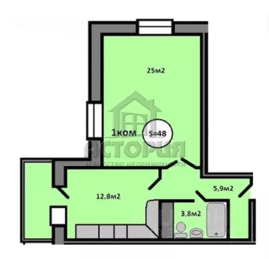 1-к кв. Красноярский край, Красноярск Караульная ул., 39Б (45.0 м) - Фото 1