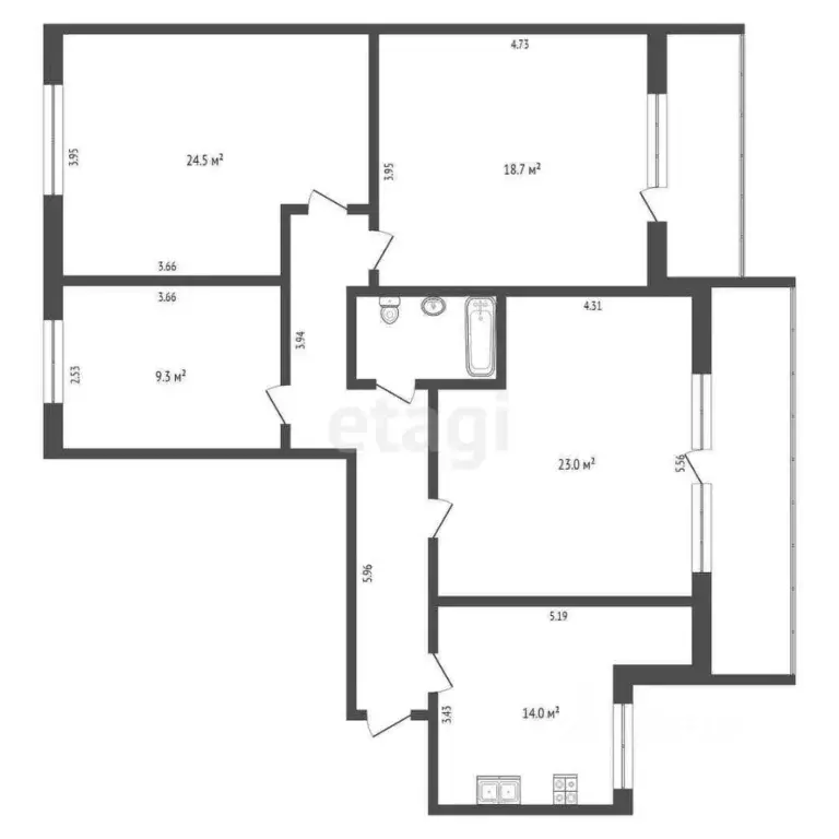 4-к кв. Тюменская область, Тюмень ул. Елизарова, 8 (97.2 м) - Фото 1