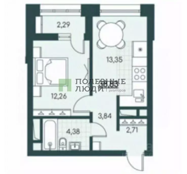 1-к кв. Курганская область, Курган 18-й мкр, 7к2 (38.83 м) - Фото 2