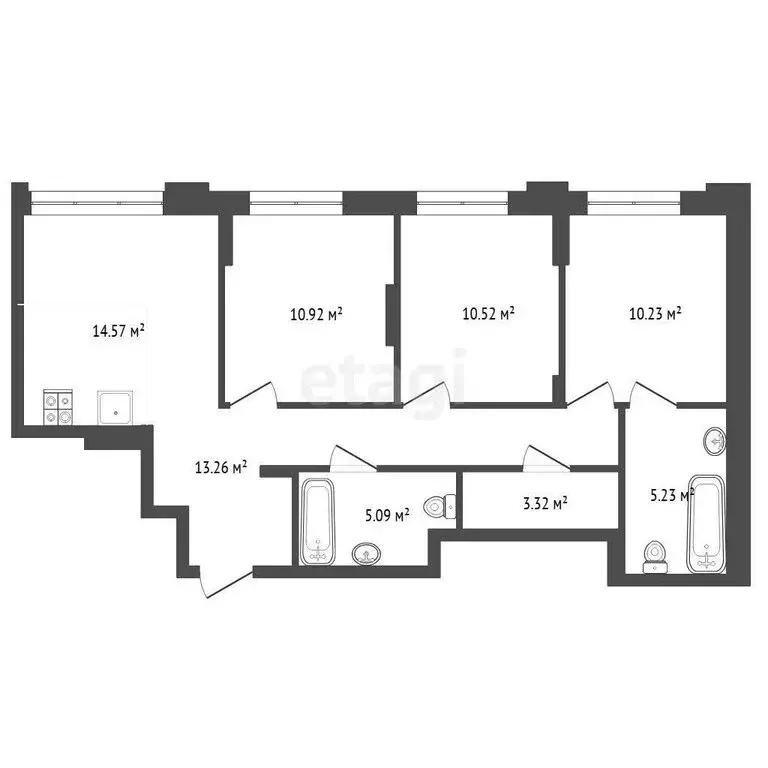 3-комнатная квартира: Тюмень, улица Андрея Кореневского, 5к1 (73.58 м) - Фото 0